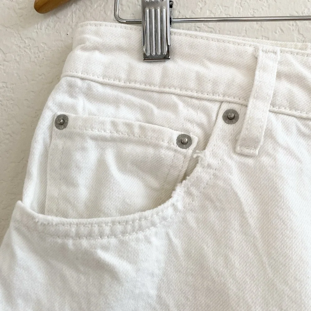 BDG Urban Outfitters 90's Long Inseam Cutoff Denim White Shorts Button Fly SZ 32